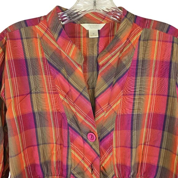 Christopher & Banks Plaid Button-Up Shirt With 3/4 Sleeves Size M JH1848 - Picture 3 of 7